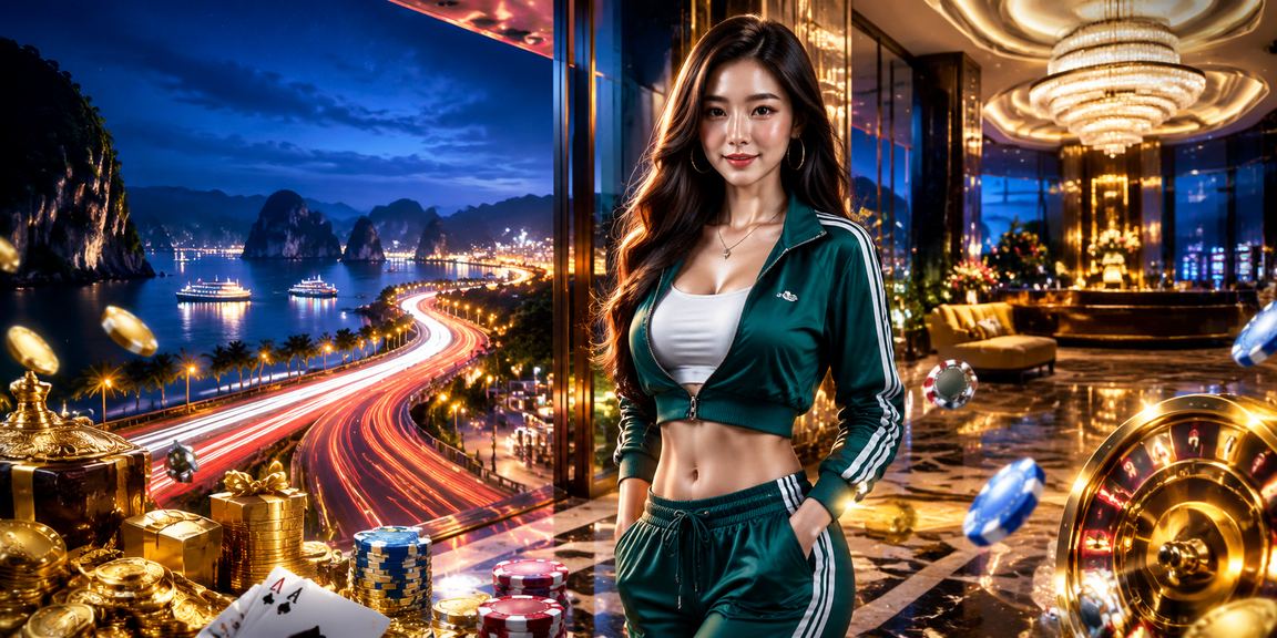 Quang cảnh vịnh Hạ Long về đêm với ánh đèn neon và không khí sôi động theo dõi thể thao trực tuyến