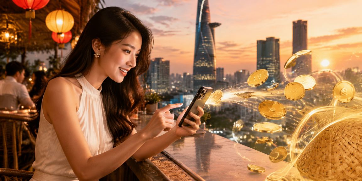 Người dùng tại TP. Hồ Chí Minh trải nghiệm cá cược trực tuyến với nón lá truyền thống Việt Nam